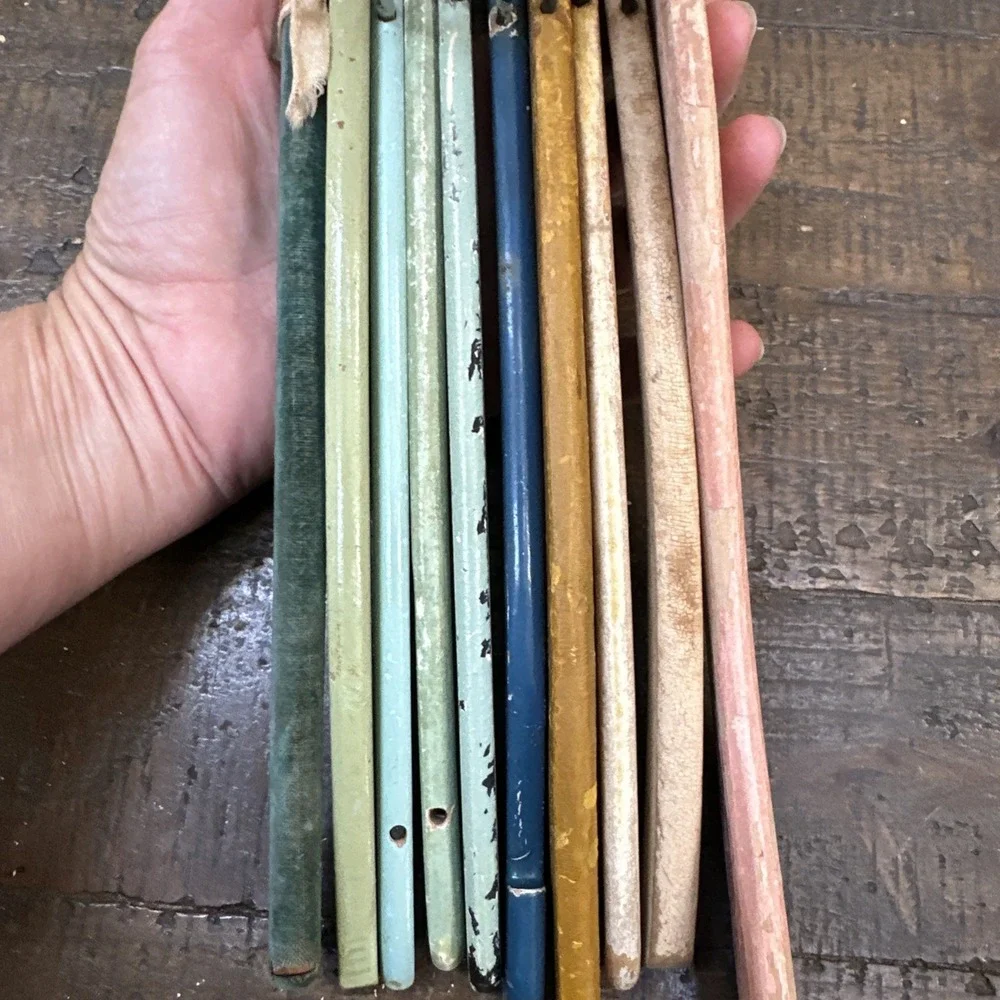 Vintage Painted Wooden Hangers Lot 12 Cottagecore Floral Velvet Shabby Chic